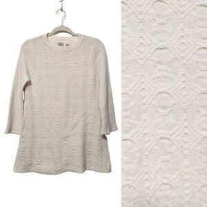 Anthropologie HWR MONOGRAM Cream Wool Sweater M